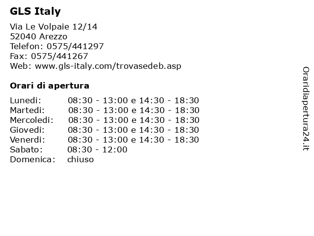 Orari di apertura GLS Italy Via Le Volpaie